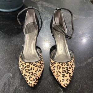 Tahari leopard calf hair pumps